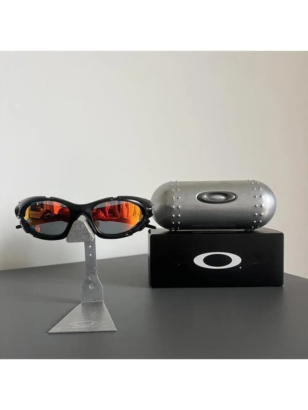 Oakley Men's Silver and Black Sunglass